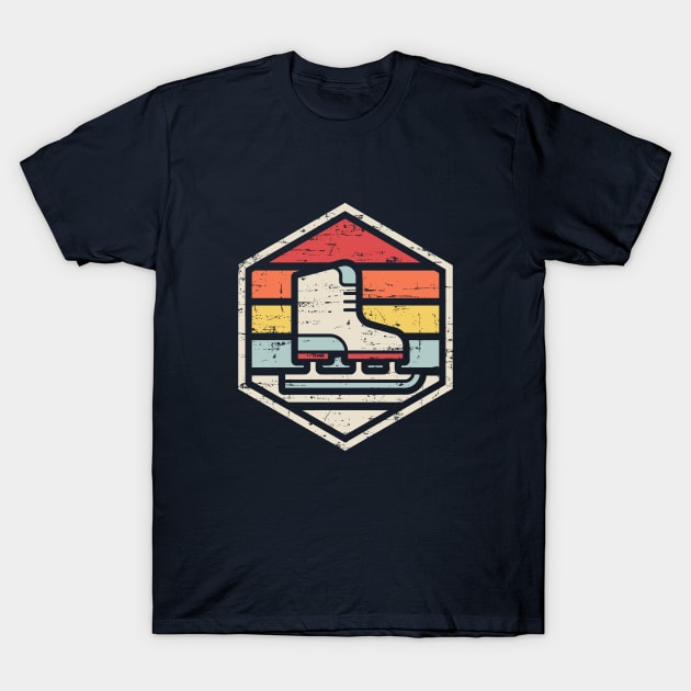 Retro Badge Ice Skate T-Shirt by rojakdesigns